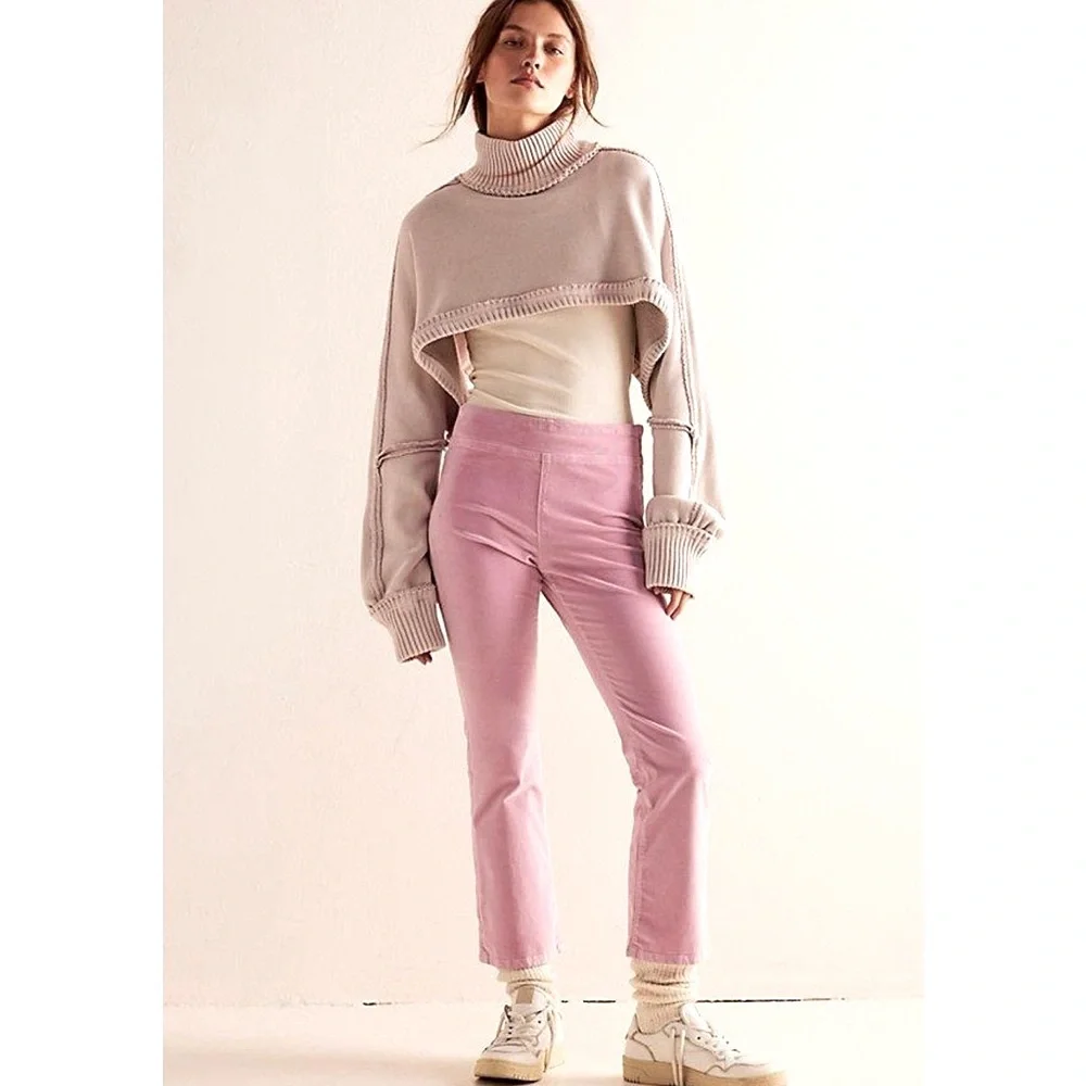 Free People | In My Feelings Velvet Crop Slim Flare Size L